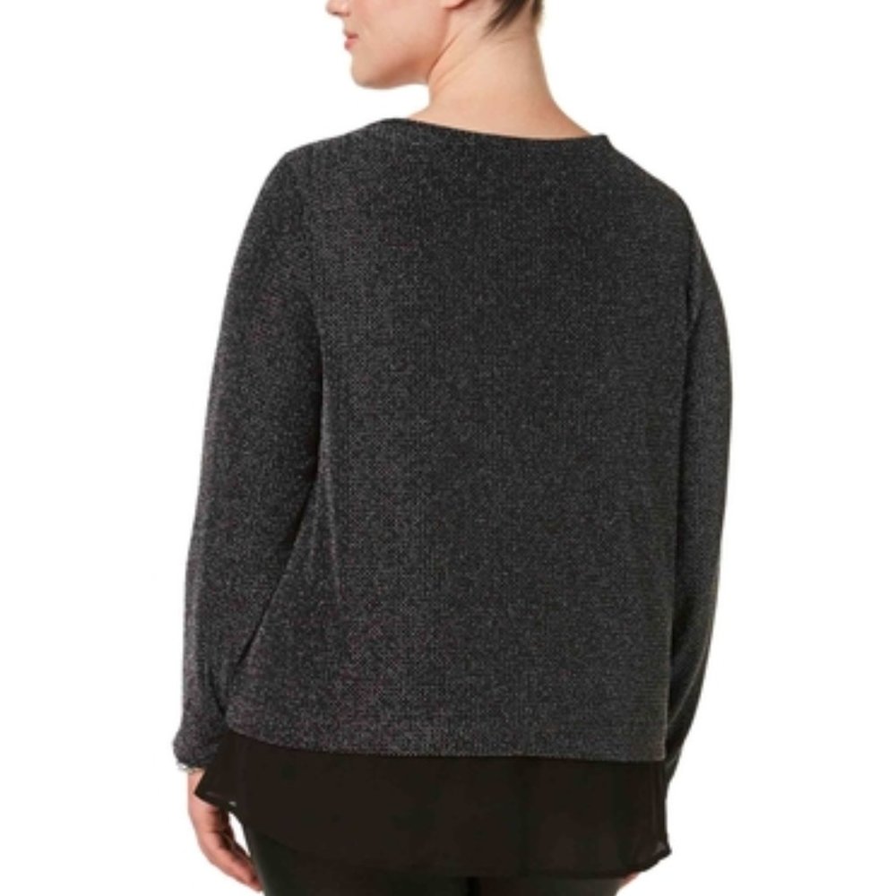 NWT! INC Macy's Metallic Chiffon Blouse Top Plus 2X - Picture 2 of 6